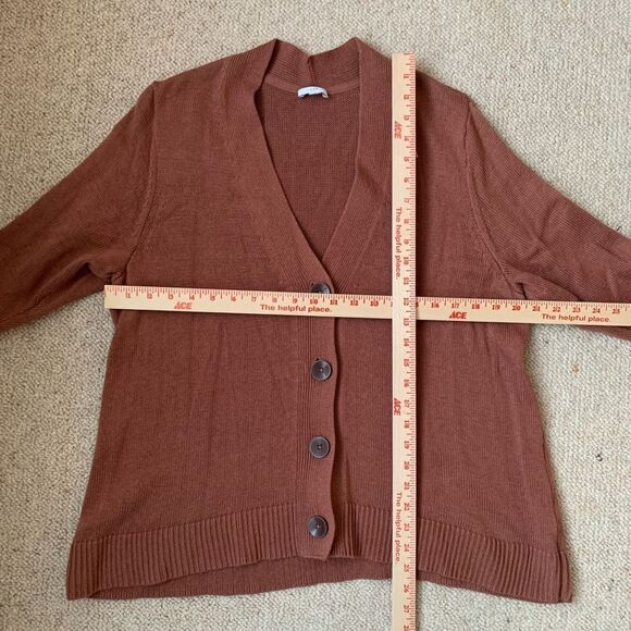 J. Jill Rusty Brown Oversized Button Front Cardigan Sweater Sz Small PW 6 - Picture 6 of 8